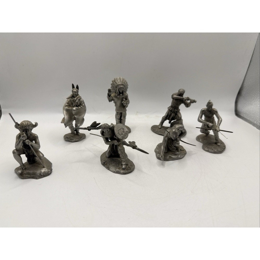 Lot 6 Vintage Hudson Pewter Native American Figurine‎ 1980